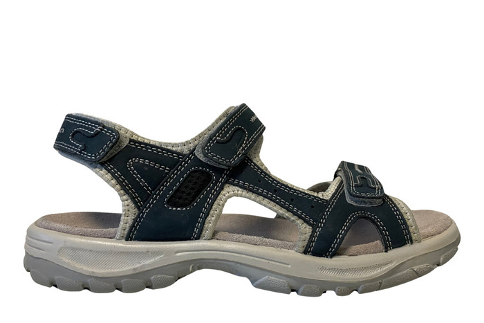 Trekkingsandaler dame i denimfarget skinn str. 40